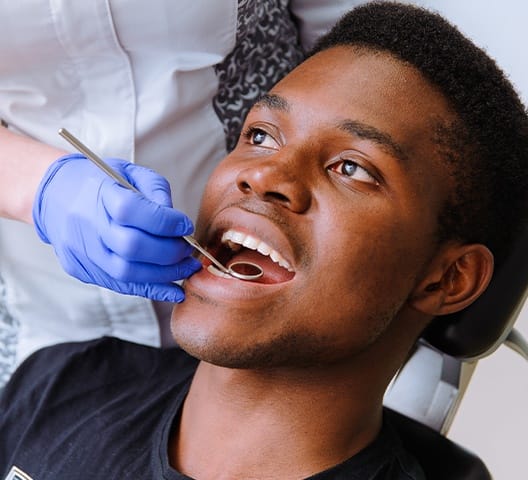 Patient receiving preventive dentistry