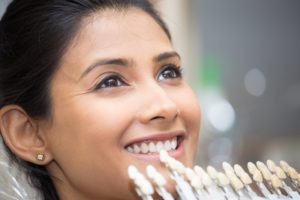 Woman getting veneers placed